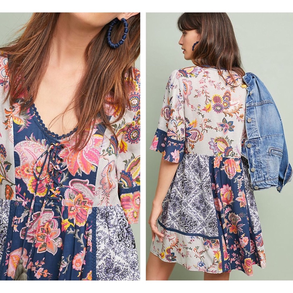 Anthropologie Lilka Patchwork Trapeze Dress - Picture 3 of 8